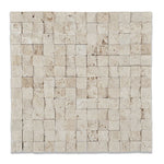 1 X 1 Ivory Travertine Split-Faced Mosaic Tile