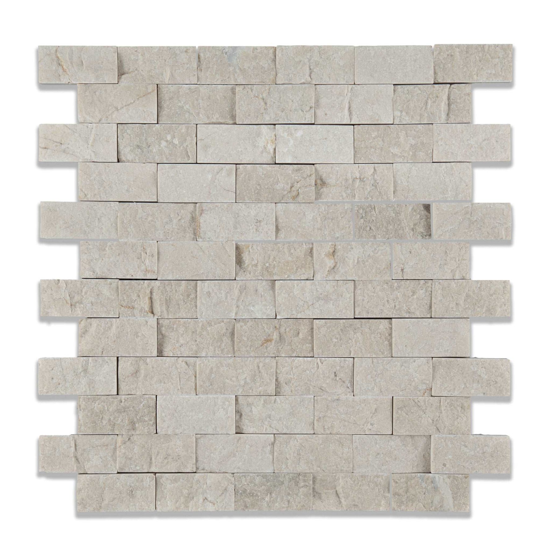 1 X 2 Crema Marfil Marble Split-Faced Mosaic Tile