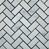 Carrara White Marble Polished Mini Herringbone Mosaic Tile
