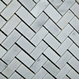 Carrara White Marble Polished Mini Herringbone Mosaic Tile