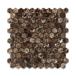 Emperador Dark Marble Polished 1" Mini Hexagon Mosaic Tile