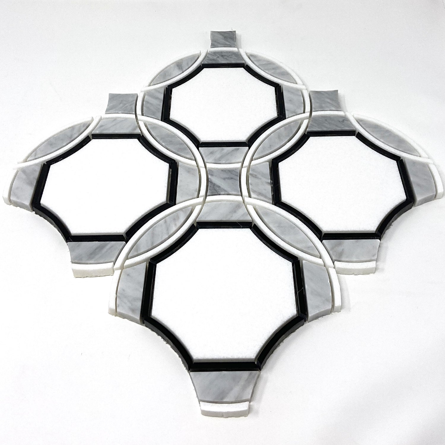 Waterjet Large Octagon Marble Polished Mosaic Tile