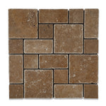 Noce Travertine 3-Pieced Mini-Pattern Tumbled Mosaic Tile