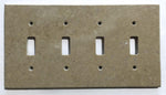 Walnut Travertine Quadruple Toggle Switch Wall Plate / Switch Plate / Cover - Honed