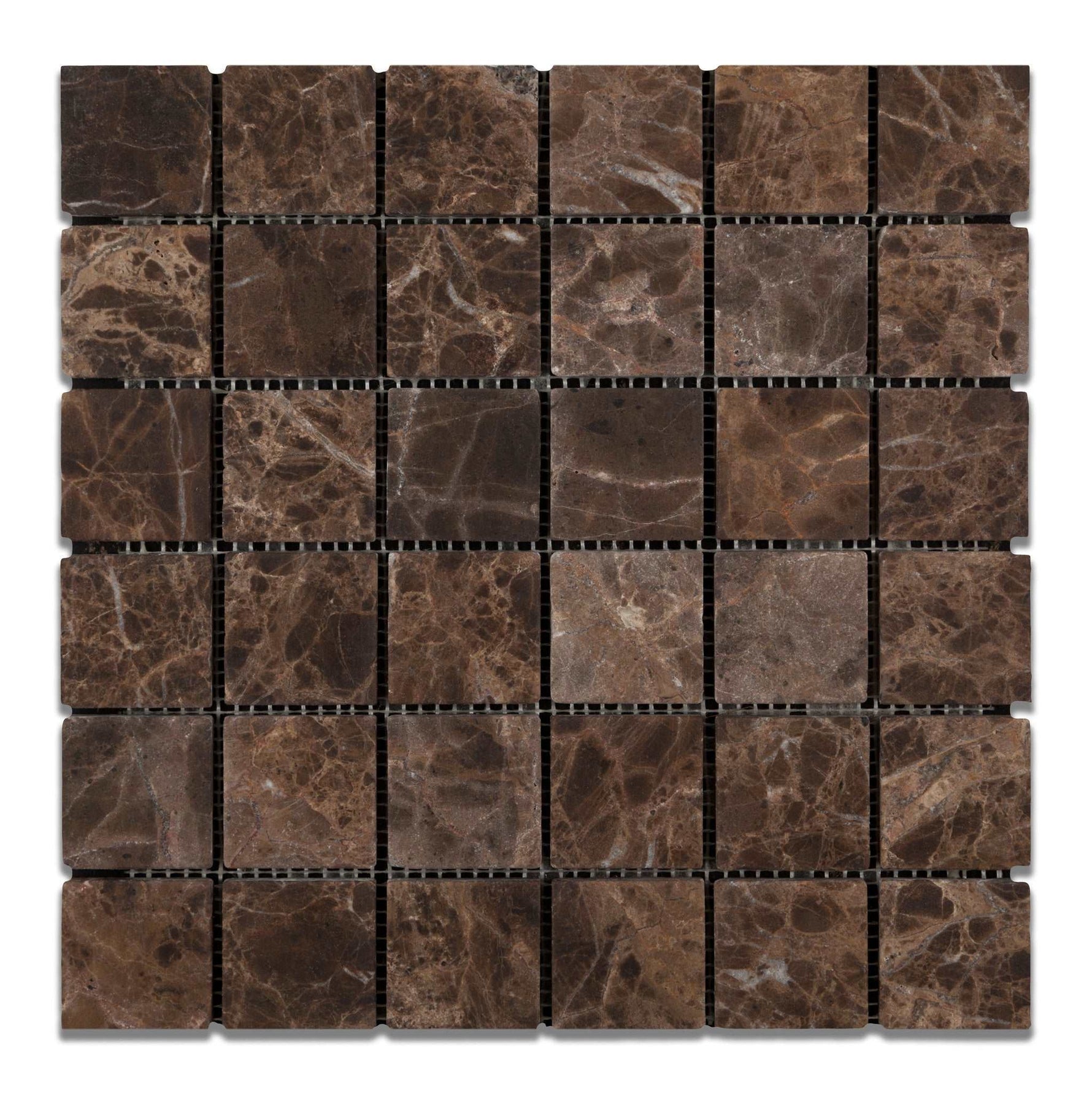 2 X 2 Emperador Dark Marble Tumbled Mosaic Tile