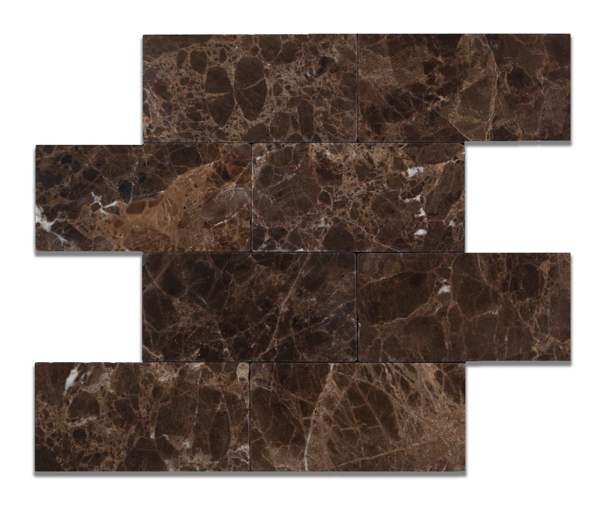 3 X 6 Emperador Dark Marble Subway Brick Field Tile Tumbled - American ...