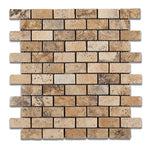 1 X 2 Philadelphia Travertine Tumbled Brick Mosaic Tile