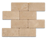 3 X 6 Ivory Travertine Tumbled Subway Brick Field Tile