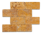 3 X 6 Gold / Yellow Travertine Tumbled Subway Brick Field Tile