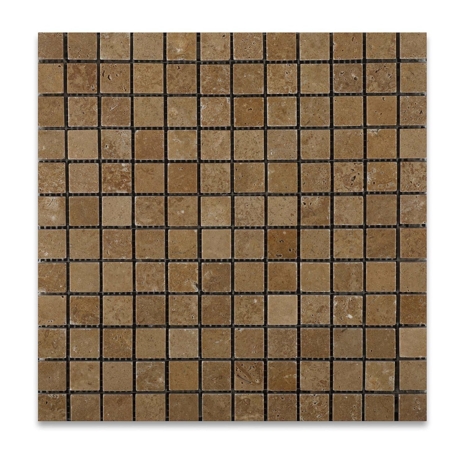 1 X 1 Noce Travertine Tumbled Mosaic Tile