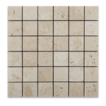 2 X 2 Ivory Travertine Tumbled Mosaic Tile