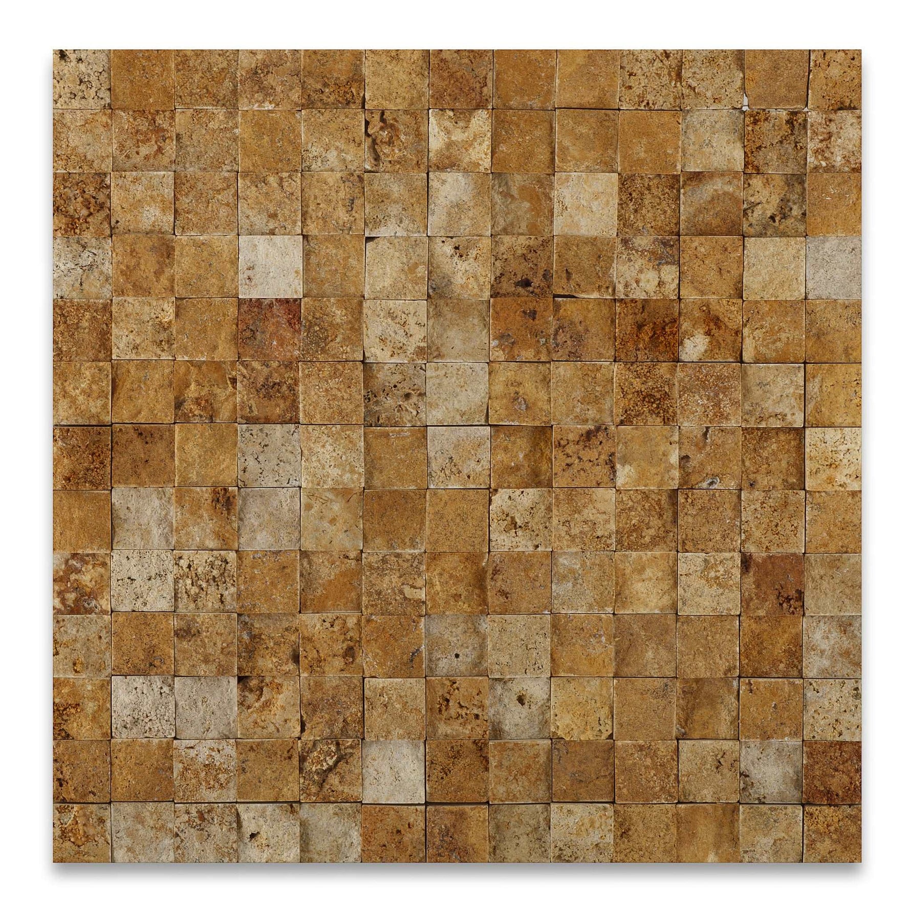 1 X 1 Gold / Yellow Travertine Split-Faced Mosaic Tile