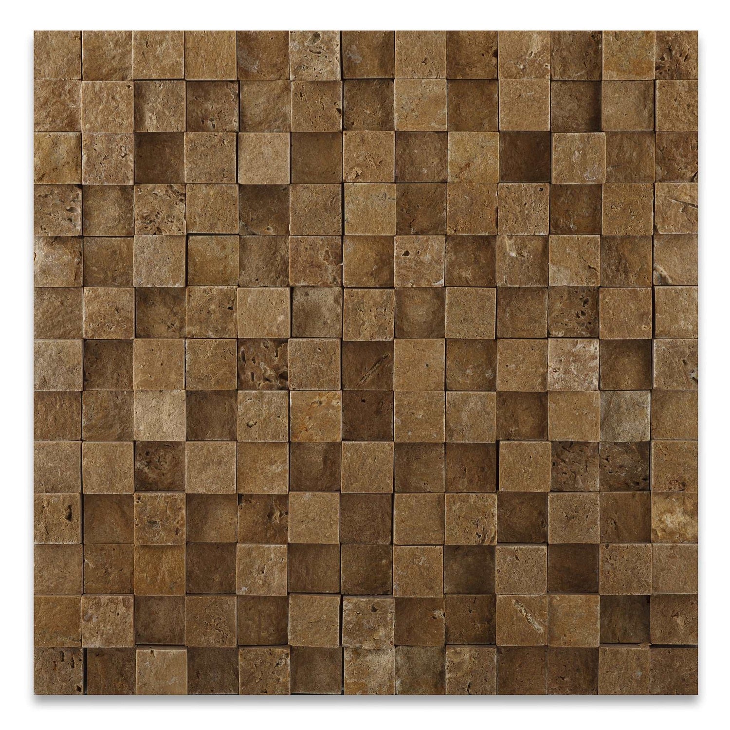 1 X 1 Noce Travertine HI-LOW Split-Faced Mosaic Tile