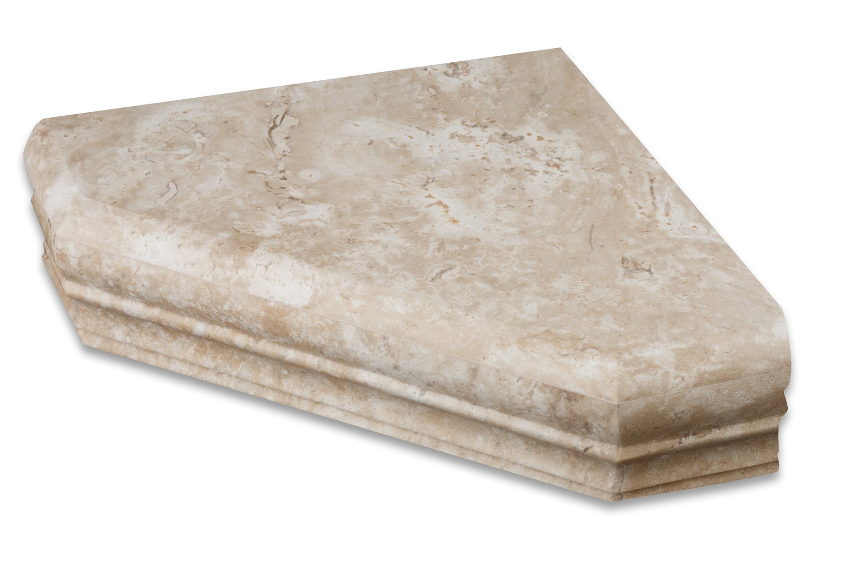 Durango Cream Travertine Hand-Made Custom Shower Corner Shelf - Honed