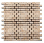 Ivory Travertine Mini Brick Tumbled Mosaic Tile