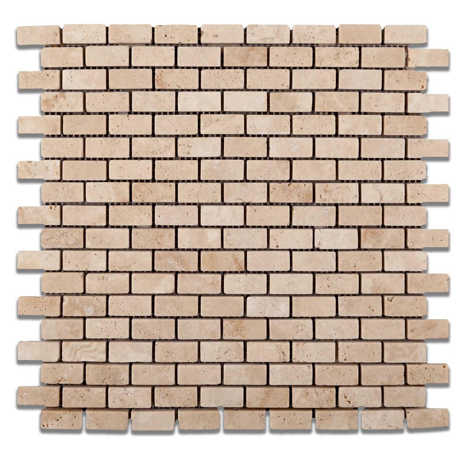 Ivory Travertine Mini Brick Tumbled Mosaic Tile