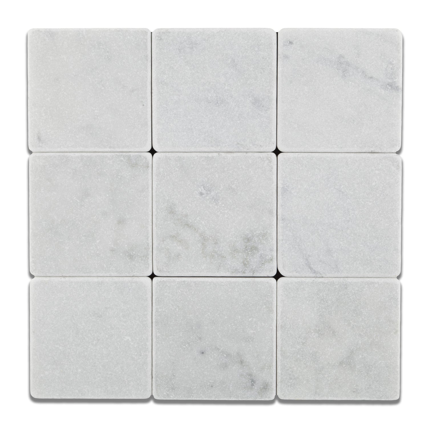 4 X 4 Carrara White Marble Tumbled Field Tile