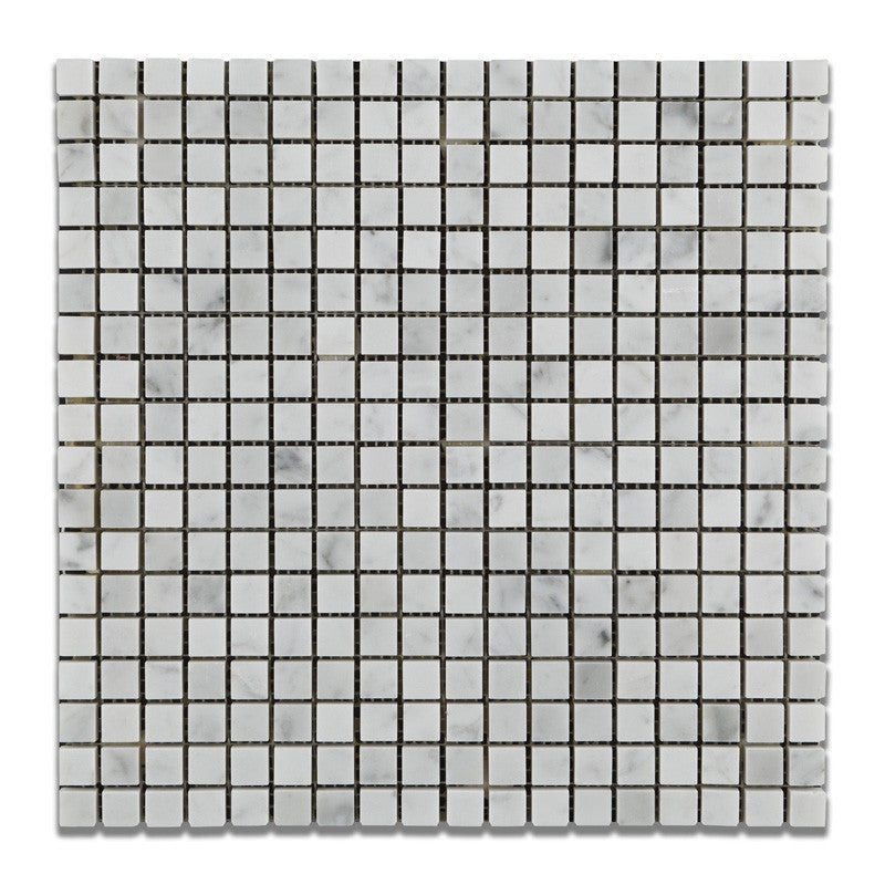 5/8 X 5/8 Carrara White Marble Honed Mosaic Tile