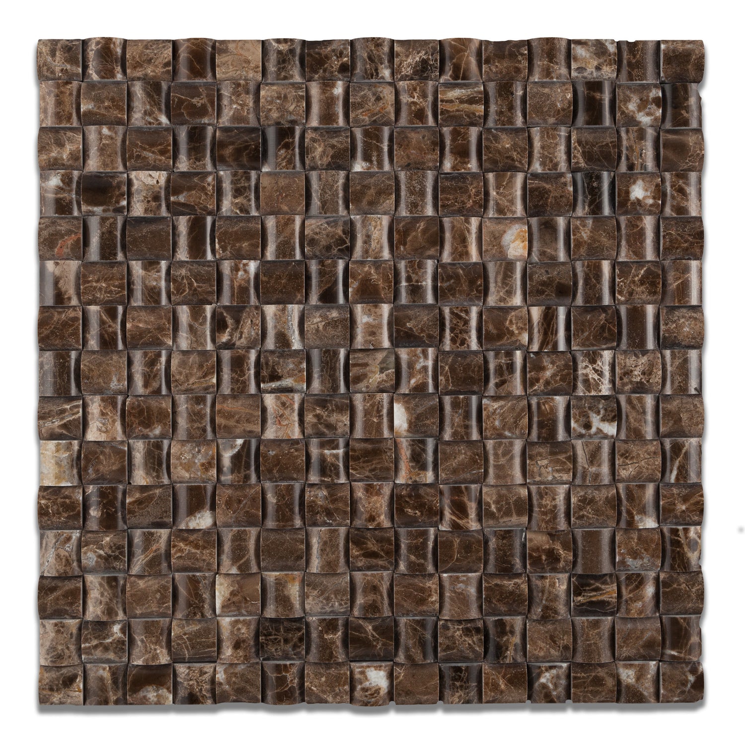 Emperador Dark Marble Polished 3D Small Bread Mosaic Tile