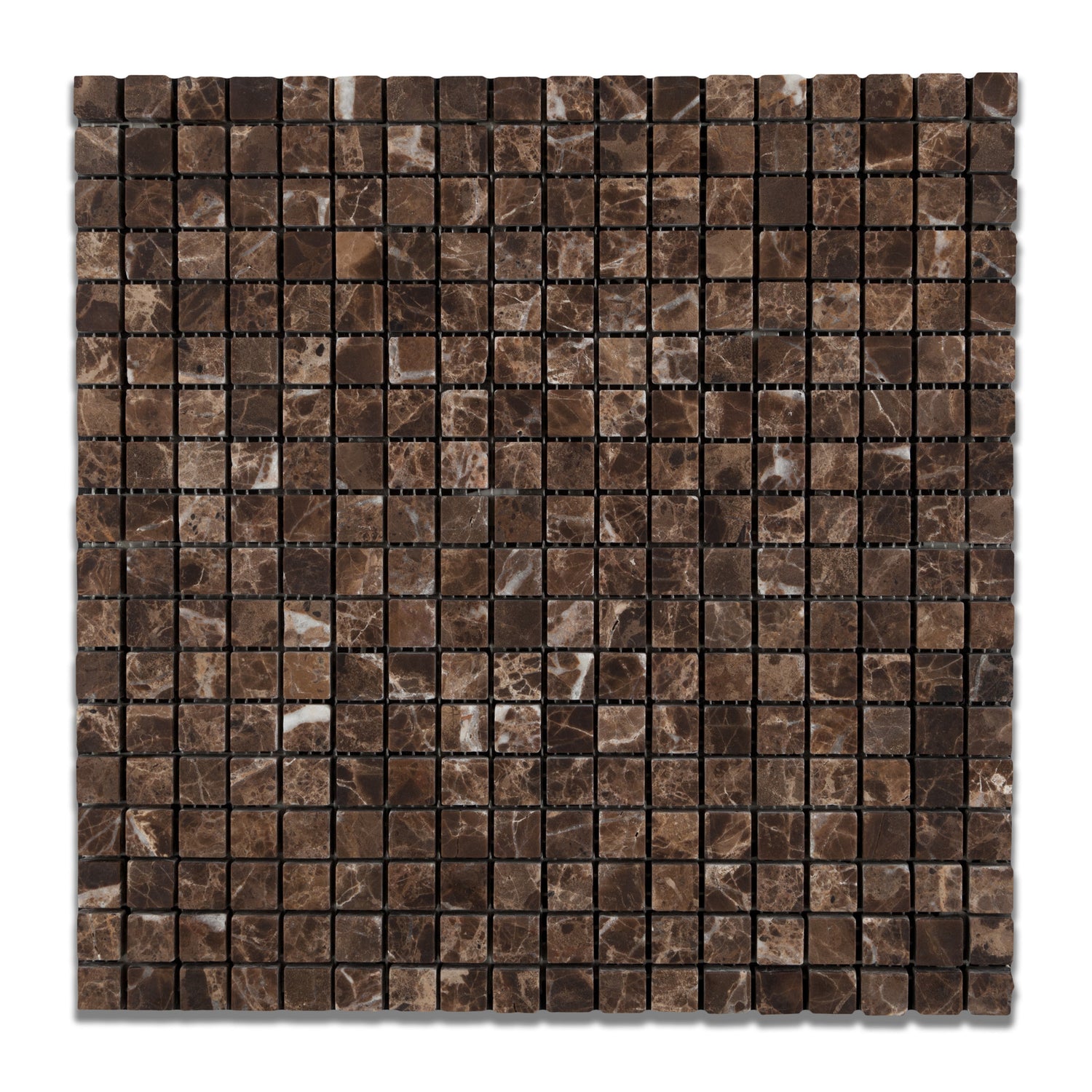 5/8 X 5/8 Emperador Dark Marble Tumbled Mosaic Tile