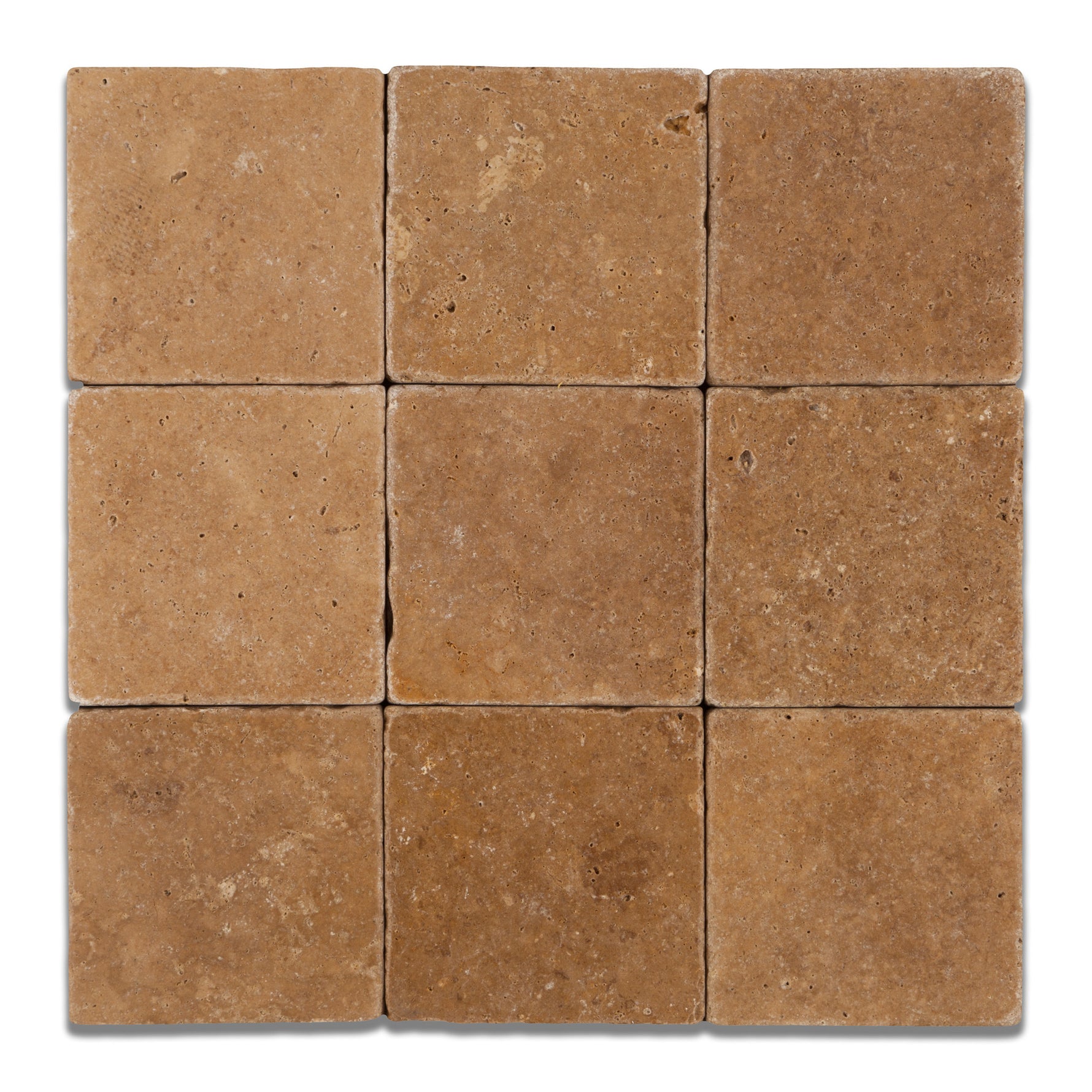 4 X 4 Noce Travertine Tumbled Field Tile