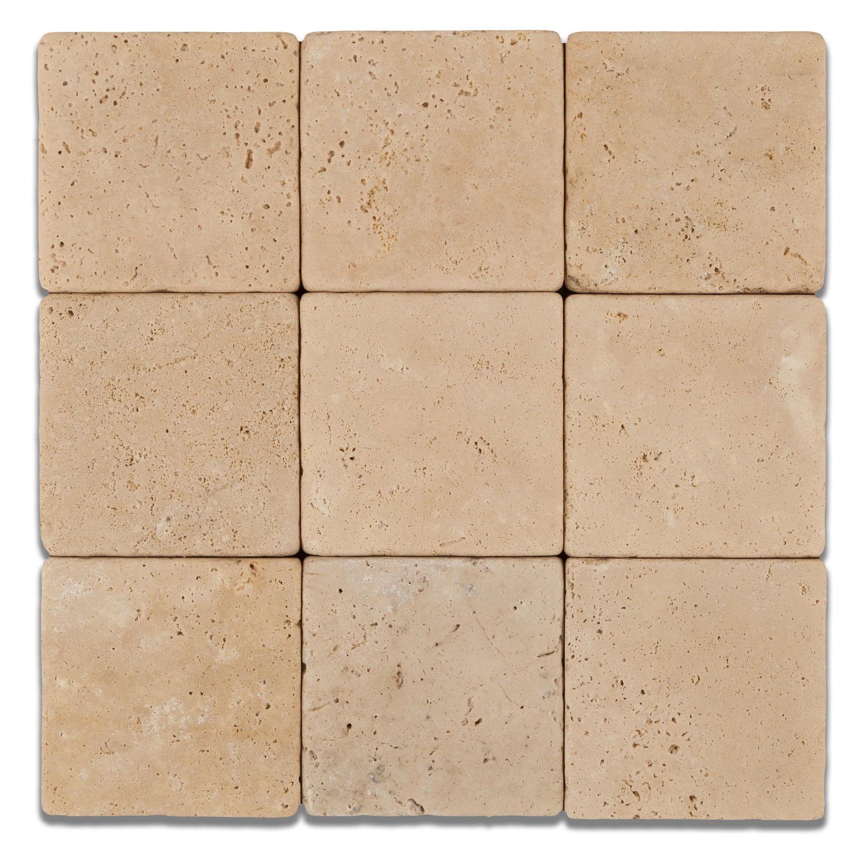 4 X 4 Ivory Travertine Tumbled Field Tile