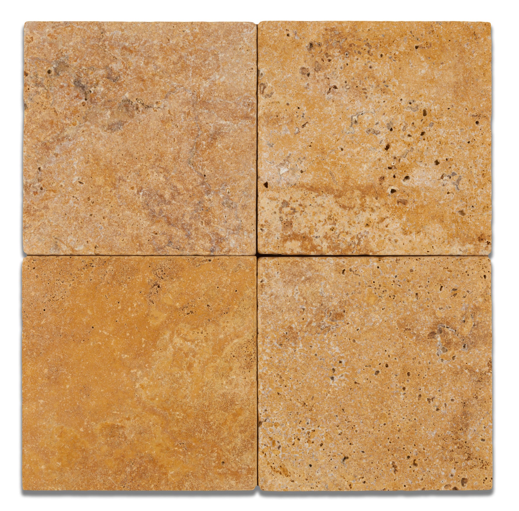 6 X 6 Gold / Yellow Travertine Tumbled Field Tile