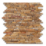 Scabos Travertine Tumbled Random Strip Mosaic Tile