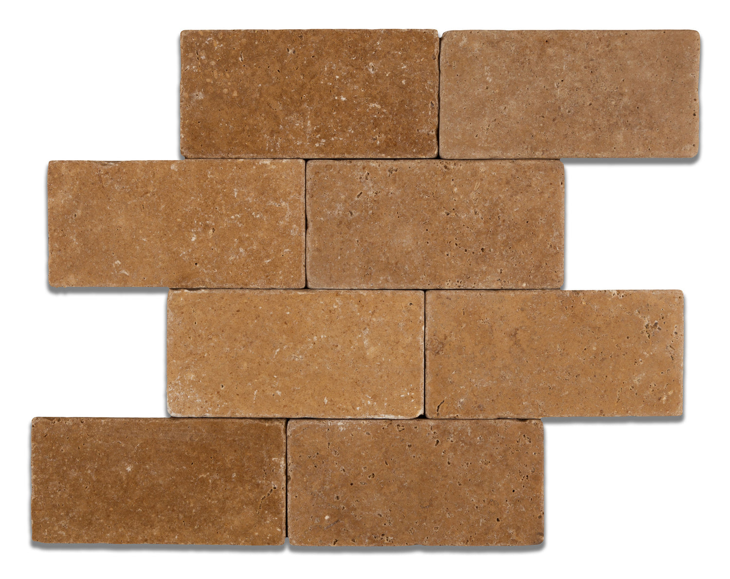 3 X 6 Noce Travertine Tumbled Subway Brick Field Tile