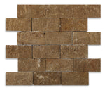 2 X 4 Noce Travertine Split-Faced Brick Mosaic Tile