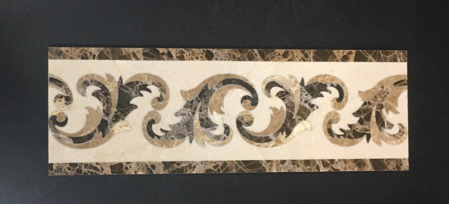 Poros 4 X 12 Marble Waterjet Border - Polished