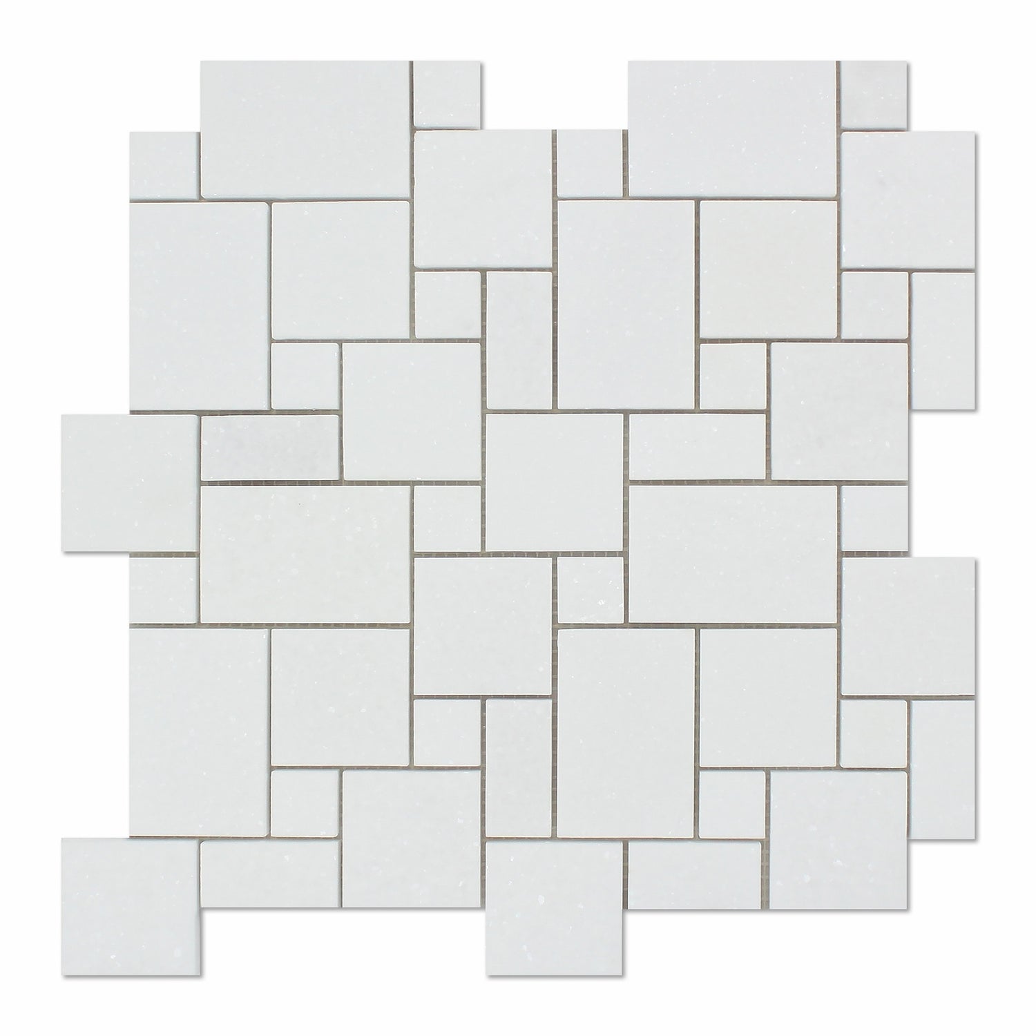 Thassos White Marble Honed Mini Versailles Mosaic Tile