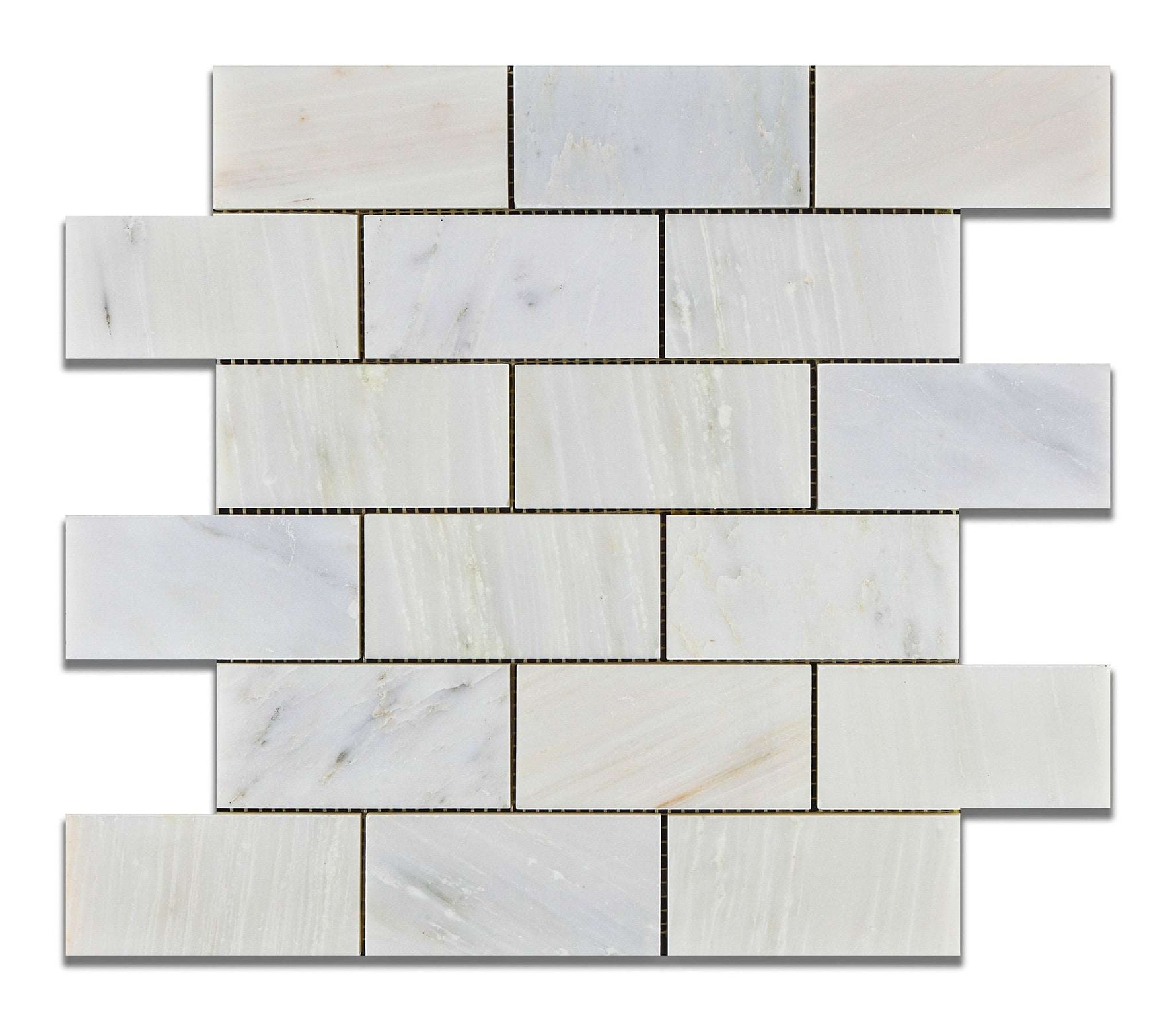 2 X 4 Oriental White / Asian Statuary Marble Polished Brick Mosaic Tile