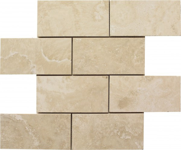 3 X 6 Ivory Travertine Filled & Honed Subway Brick Field Tile