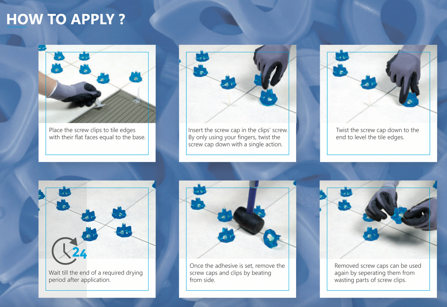 Tile Leveling Round Screw Caps with Screw Clips 5/64" Anti-Lippage and Spacing System Set