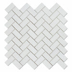 Thassos White Marble Honed 1 x 2 Herringbone Mosaic Tile