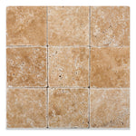 4 X 4 Walnut Travertine Tumbled Field Tile