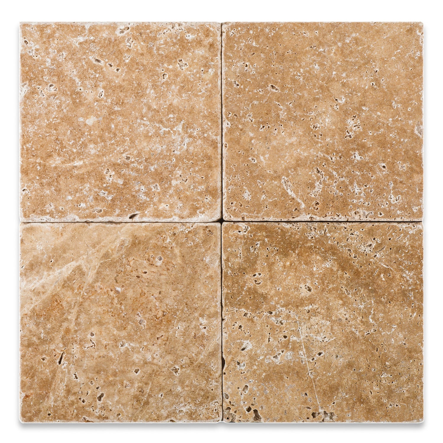 6 X 6 Walnut Travertine Tumbled Field Tile