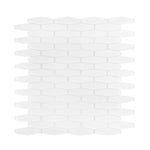 White Elongated Hexagon Glass Mosaic Tile