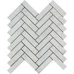 Carrara White Marble Honed 1 x 4 Herringbone Mosaic Tile