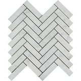 Carrara White Marble Honed 1 x 4 Herringbone Mosaic Tile