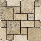 Philadelphia Travertine 3-Pieced Mini-Pattern Tumbled Mosaic Tile