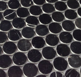 Black Marquina Marble Polished Penny Round Mosaic Tile