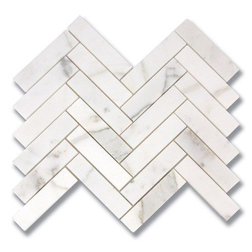 Calacatta Gold Marble Polished 1 x 4 Herringbone Mosaic Tile