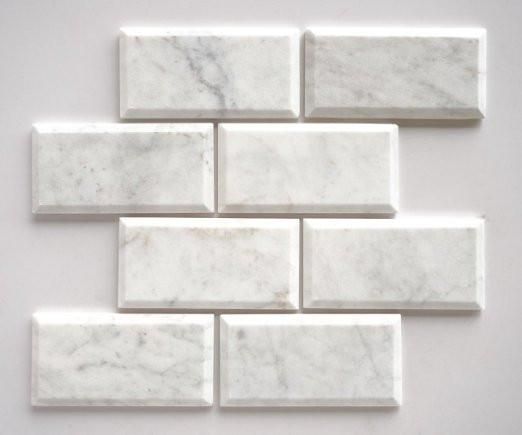 3 X 6 Carrara White Marble Honed & Deep-Beveled Field Tile