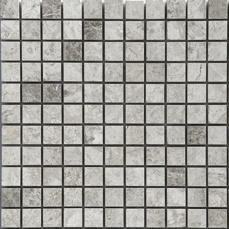 1 X 1 Tundra Gray (Atlantic Gray) Marble Honed Mosaic Tile