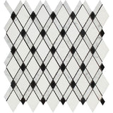 Thassos White Marble Honed Lattice Mosaic Tile w / Black Dots