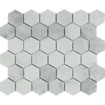 Bianco Venatino (Bianco Mare) Marble Honed 2" Hexagon Mosaic Tile