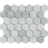 Bianco Venatino (Bianco Mare) Marble Polished 2" Hexagon Mosaic Tile