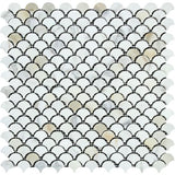 Calacatta Gold Marble Polished Fan Mosaic Tile